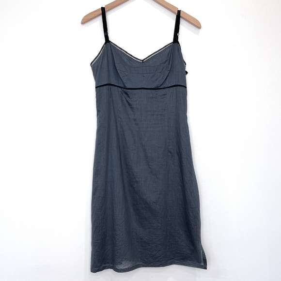 Vintage Bisou Bisou Gray Black Slip Dress Lace Straps - Picture 7 of 8